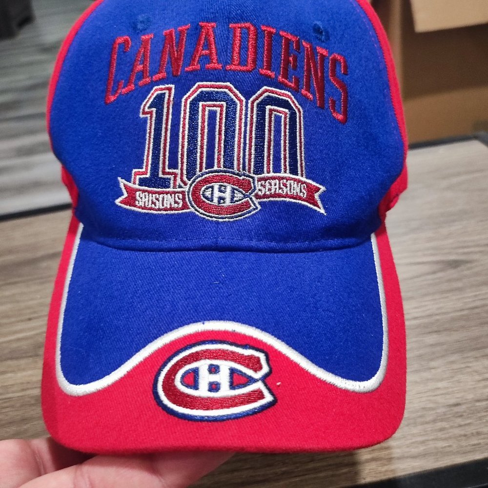 Montreal Canadians 100 season celebrate 1909-2009 hockey cap / hat blue & red